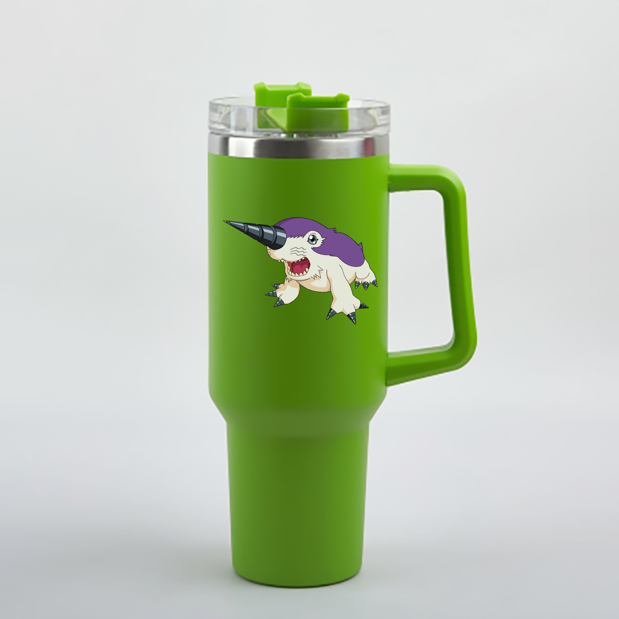 （画像用） Digimon デジタルモンスター/デジモン 1200mL車用タンブラー - クリスタルステッカー（プラスチックストロー付き）